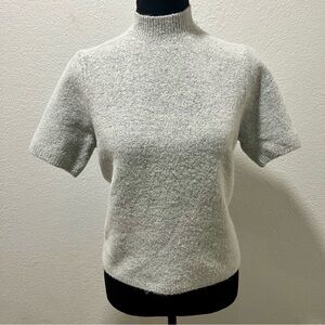LOFT Petites Heather Gray Italian Yarn Super Soft Short Sleeve Sweater